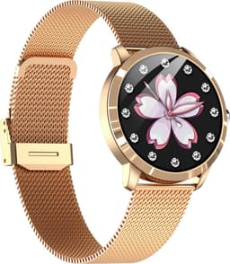 Belesy® Q8LG 2022 - Smartwatch Dames – Smartwatch Heren - Horloge- 1.09 inch - Kleurenscherm - Stappenteller - Bloeddruk - Hartslag - 75+ Wijzerplaten – Sporten - Staal – Rosé Goud — thumbnail 2