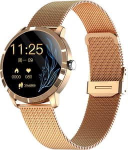 Belesy® Q8LG 2022 - Smartwatch Dames – Smartwatch Heren - Horloge- 1.09 inch - Kleurenscherm - Stappenteller - Bloeddruk - Hartslag - 75+ Wijzerplaten – Sporten - Staal – Rosé Goud — thumbnail 3