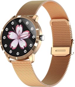 Belesy® Q8LG 2022 - Smartwatch Dames – Smartwatch Heren - Horloge- 1.09 inch - Kleurenscherm - Stappenteller - Bloeddruk - Hartslag - 75+ Wijzerplaten – Sporten - Staal – Rosé Goud — thumbnail 1