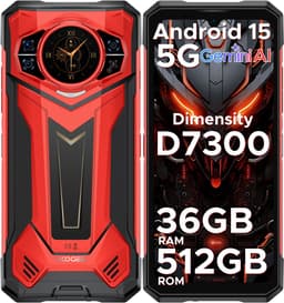 DOOGEE S200 PLUS 5G - Robuuste Smartphone - Robuuste Telefoon - 36 GB RAM + 512 GB ROM /2TB TF - Android 15 - 11100 mAh/33W - Dimensity 7300 - 6,72 inch + 120 Hz - Face ID - NFC - Bluetooth 5.4 -1.32" ronde AMOLED display - Rood — thumbnail 1