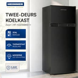 Heinner HF-H2206BKE++ Koel-vriescombinatie 206 L – LED-verlichting – Omkeerbare Deur – Instelbare Thermostaat – Zwart – 5 Jaar Garantie — thumbnail 5