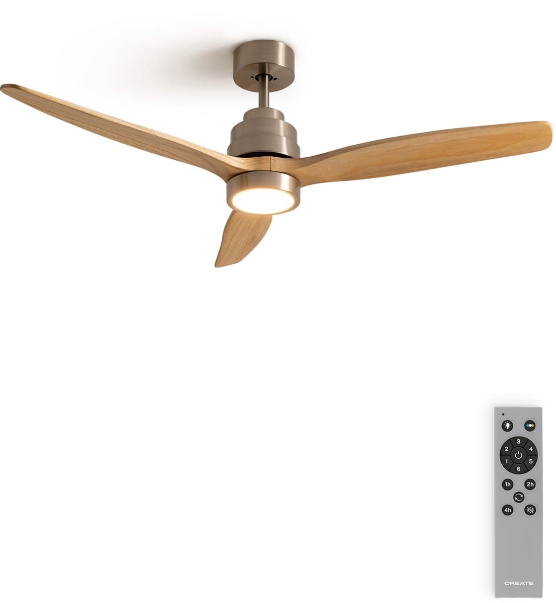 CREATE - Stille plafondventilator van 40 W met technische ABS-bladen, verkrijgbaar in verschillende maten - M - Met licht - Afstandsbediening - WIND STYLANCE — afbeelding 1