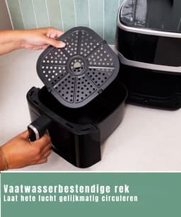 Quvo® Mini Airfryer - Kleine Friteuse - Frituese - met Tefloncoating - 5L- Zwart - 32cm x 25cm x 31cm — thumbnail 5