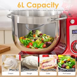 Vedder House - Keukenmachine - Zwart - 6 liter - 1200 Watt - Keukenmixer - 6 snelheden - Vaatwasserbestendig — thumbnail 3