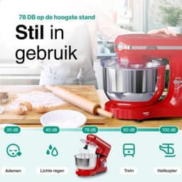 Aurixi® Mixer met mengkom - Mixer - Mixer met mengkom keukenmachine - Rood - ‎39 cm x 24 cm x 32 cm — thumbnail 2