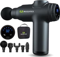 Massatico Massage Gun Compact - Professioneel en Krachtig Massage Apparaat - Massageapparaat Massagegun - Massage Pistool - Zwart - 5 Opzetstukken - 32 Standen - Met Koffer — thumbnail 1