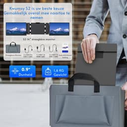 Quvo® Professionele Portable Monitor Pro 2024 - Full HD - 13” / 17.4” Tri-Screen - Laptop Scherm Uitbreider - Inclusief Beschermhoes en Kabels - Blauw - 35cm x 21cm x 3cm — thumbnail 3