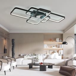 Moderne LED Plafondlamp met Ventilator - Dimbare Zwarte Zomer- en Winterstand - 103cm — thumbnail 3
