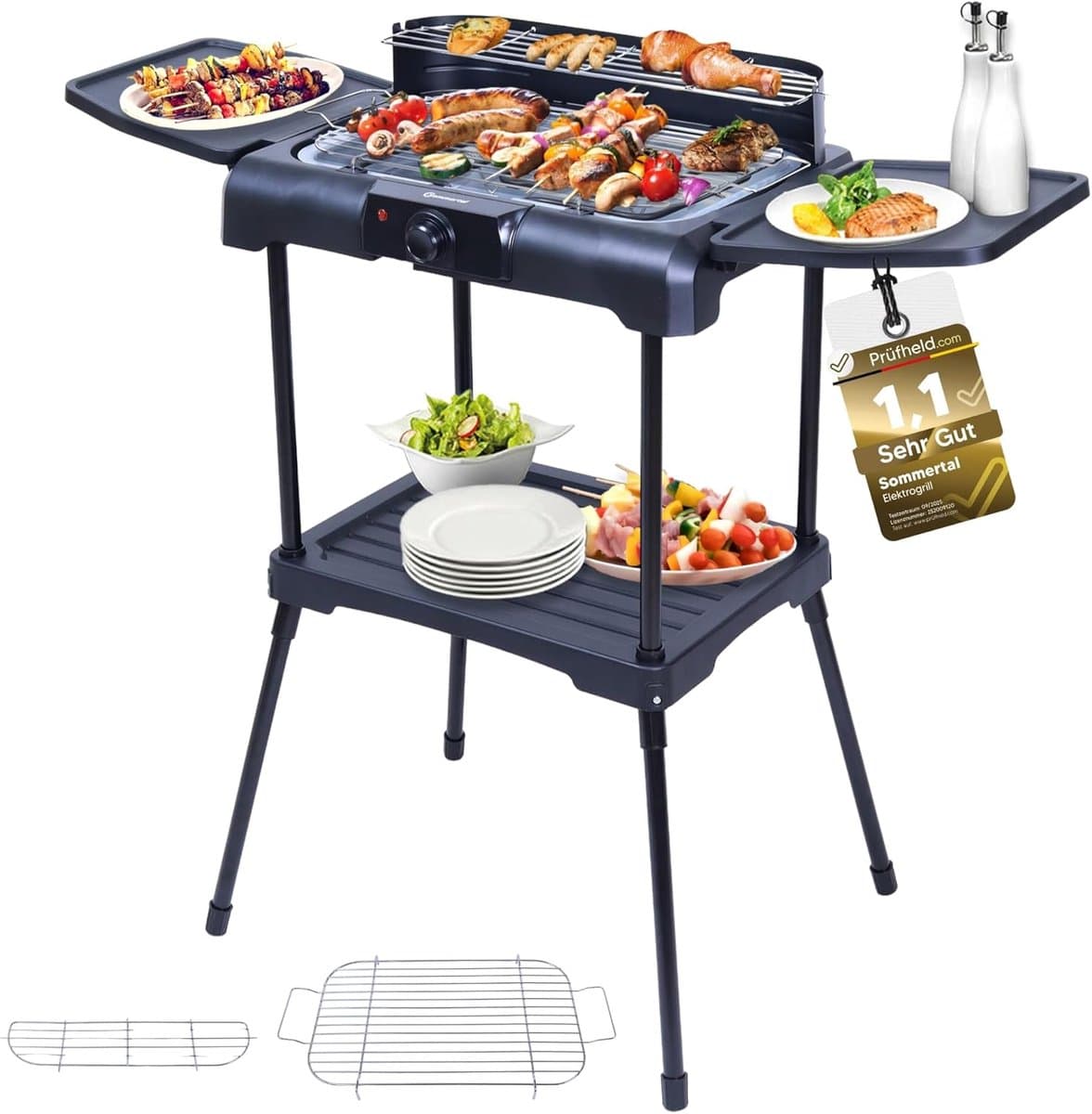 Sommertal BBQ231 elektrische grill | Balkon grill | 2200 W | Camping grill | 2-in-1 tafelgrill met standaard | Traploze temperatuurregeling | Opbergruimte | Snelle opwarming | Windbescherming — afbeelding 1