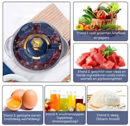 De Warenloods - Multifunctionele Keukenmachine - Vleesmolen - Foodprocessor - Hakmolen - Groentesnijder - 5 liter - Roestvrij Staal — thumbnail 2