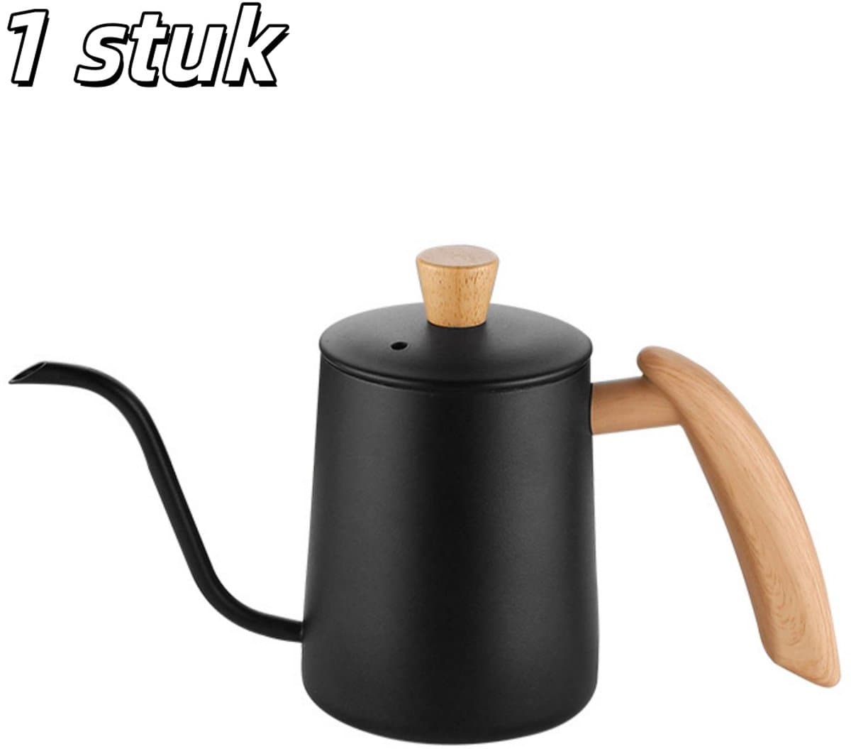 1 stuk - Koffiezetapparaat - Roestvrij staal - Filterkoffiezetapparaat - Gegradueerd - Smalle tuit - Koffieapparatuur - Klein filterkoffiezetapparaat - Geschikt voor het zetten van koffie - 350 ml - Zwart — afbeelding 1