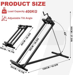 Stalen Grastractor Lift - Opvouwbare Grasmaaier Lift - 45° Kanteling - Verstelbaar Liftplatform Met Handkruk - Handmatig Hefapparaat - Maximaal Belasting 400 kg - Voor Grastractor En Zitmaaier - Zwart - NAIZY — thumbnail 4