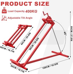 Stalen Grastractor Lift - Opvouwbare Grasmaaier Lift - 45° Kanteling - Verstelbaar Liftplatform Met Handkruk - Handmatig Hefapparaat - Maximaal Belasting 400 kg - Voor Grastractor En Zitmaaier - Rood - NAIZY — thumbnail 3
