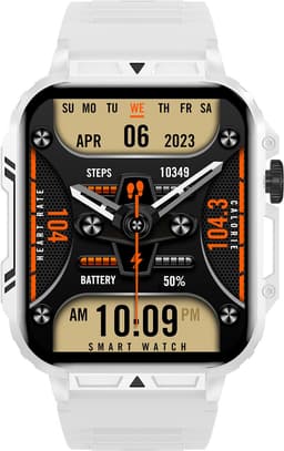 Knobbout 1.95” Scherm Smartwatch – Bluetooth Bellen - Hartslag - Bloeddruk & SpO₂-meting - AI Spraakassistent- Bluetooth 5.2 - 340mAh batterij - Wit — thumbnail 3