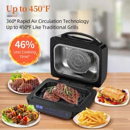 Sensova - 8-in-1 Airfryer Grill 8 Liter met Touchscreen - Elektrische Heteluchtfriteuse en Grill in Één voor Gezond en Rookvrij Koken - 360° Luchtcirculatie - Inclusief Grillrooster, Frituurmand en Kookpan - RVS Behuizing — thumbnail 2