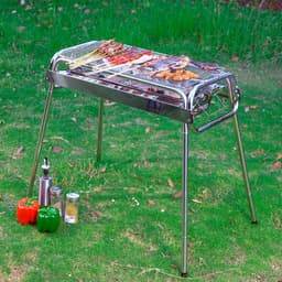 Trendello RVS 430 bbq houtskool - Barbecue houtskool - Houtskoolbarbecues - Verstelbare twee hoogte - Camping barbecues- Barbeque - Grilloppervlak (L x B) 60 x 26 cm — thumbnail 4