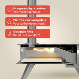 KitchenBrothers Pizza Oven - Houtgestookt - Tafelmodel - PFAS-vrij - Inklapbaar - Pizzasteen - tot 460°C - Pizza maker - Complete Set - Pizzaoven voor Buiten - RVS — thumbnail 3