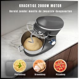 SAVI® Mixer met mengkom - Mixer - Mixer met mengkom keukenmachine - Zilver/ Zwart - 22cm x 35cm x 30cm — thumbnail 2