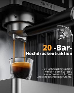 Espressomachine 20 bar met dubbele boiler - cappuccino & latte - 1350 W/1000 W - 15 seconden extractie - roestvrijstaal - uitneembare watertank 1,8 L — thumbnail 5