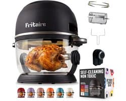 Heteluchtfriteuse - Crispy Snacks - Gezonder Koken - Glazen Kom - 48 Liter - Zwart