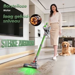Fukstern Steelstofzuiger Draadloos - 38KPa krachtige zuigkracht - Tot 60 Min Accuduur - 4-voudig HEPA-Filtersysteem - 1,6L Stofreservoir - Anti-Klit Vloerborstel draadloze steelstofzuiger - groen — thumbnail 2