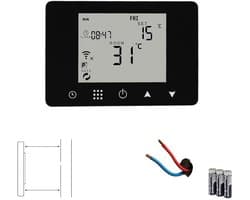 Slimme thermostaat voor cv | Zwart | Wifi | Zigbee | Touchscreen | Tuya Smart Life | Dag- en weekschema