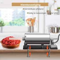 AMA® Worstenvuller - Worstenmaker - Worstenvul Machine - ‎43x10x12cm - Zilver — thumbnail 3