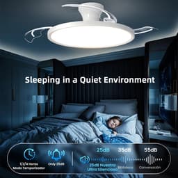 IRALAN Ceiling Lights with Fan Smart Retractable Fan Blade Home Electric Fan Dimmable with Remote Control Led Living Room Light — thumbnail 4
