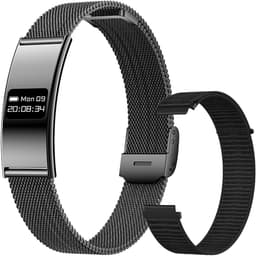 WizBay Premium Select® Smart Bracelet 2026 - Ultradun 2,8 mm - Hartslag en SpO2 - Slaapmonitor - 5ATM Waterdicht - Fitness Tracker - IPS Screen - Android en iOS - RVS Zwart en Gewoven Siliconen Band Zwart — thumbnail 1