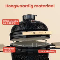 KitchenBrothers Kamado BBQ - 18 Inch Houtskool Barbecue - 38,5⌀ cm - PFAS-vrij - Complete Set - Egg BBQ met Accessoires inclusief Hoes - Vaderdag Cadeau - Zwart — thumbnail 3