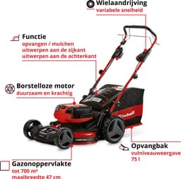 Einhell Professional Accu Grasmaaier GP-CM 36/47 S HW Li Kit - Power X-Change - 36 V/Li-ion - Maaibreedte: 47 cm - Aanbevolen gazonoppervlakte: tot 700 m² - Zelfrijdend - Mulching functie - Incl. 4x 4,0 Ah accu en 2x Twincharger — thumbnail 2