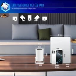 DnA® Mini Beamer - Mini Beamer 4k - Mini Beamer Smartphone - Wit - 11cm x 19cm x 11cm — thumbnail 2