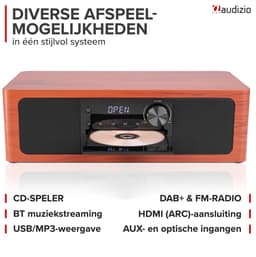 Premium DAB radio - Audizio Lunata - Bluetooth radio met CD speler - High-end speakers - Kersenhout — thumbnail 5