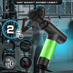 Sanbo Massage Gun Professioneel Prime - Incl. Massage Balsem - Met 5 Opzetstukken - Incl. Koffer - Massage Pistool - Massage Apparaat - Hyrox - Crossfit - Zwart — thumbnail 3