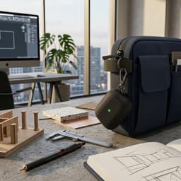 Luxe geribd hoesje voor oordopjes – Vertical Stripe design met sleutelhaak, geschikt voor AirPods Pro 3 (Zwart) — thumbnail 5