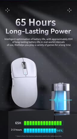 Attack Shark X3 Wit draadloze gaming muis PAW3395, superlicht 49 g, 26.000 DPI, tri mode 2.4G Bluetooth en USB C, 200 uur batterij, programmeerbare knoppen — thumbnail 3
