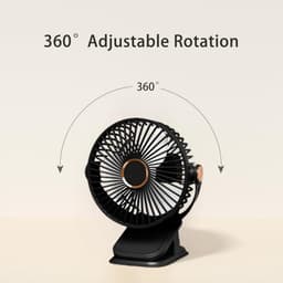 USB Ventilator Stil - Mini Bureauventilator met 5 Snelheden & 360° Draaibaar - Kleine Ventilator Ophangbaar voor Kantoor, Thuis, Kamperen - Wit - 1 Stuk — thumbnail 2
