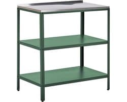 Tuinkeuken Eiland - Buitenkeuken Tafel - Buiten Koken - Roestvrij Staal Werkblad - 80x50x90 cm - Groen