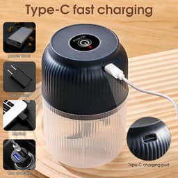 Mini Keukenmachine - Elektrische Hakker - Snel Ingrediënten Snijden - Draadloos USB Opladen - Compact Formaat - Zilver — thumbnail 5