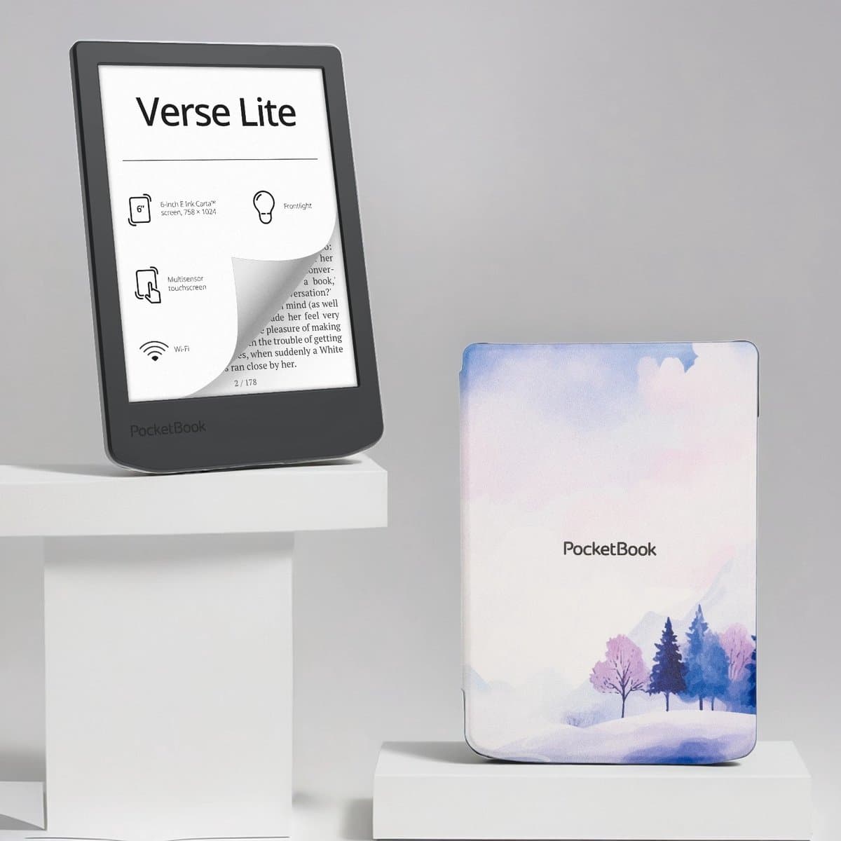 PocketBook Verse Lite e-reader Midnight Grey – 6 inch – 8 GB + Wintertime Hoesje – voordeelbundel — afbeelding 1