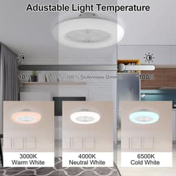 Plafondventilator met Led Verlichting, 6 Snelheden, Dimbare Functie en Afstandsbediening – Perfect voor Elk Seizoen — thumbnail 3