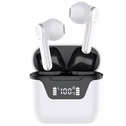 AUDEX Draadloze Bluetooth Oordopjes met Display – Semi In-Ear Earbuds – LED Batterij Indicator – USB-C Oplaadcase – Geschikt voor iPhone & Android – Wit — thumbnail 3