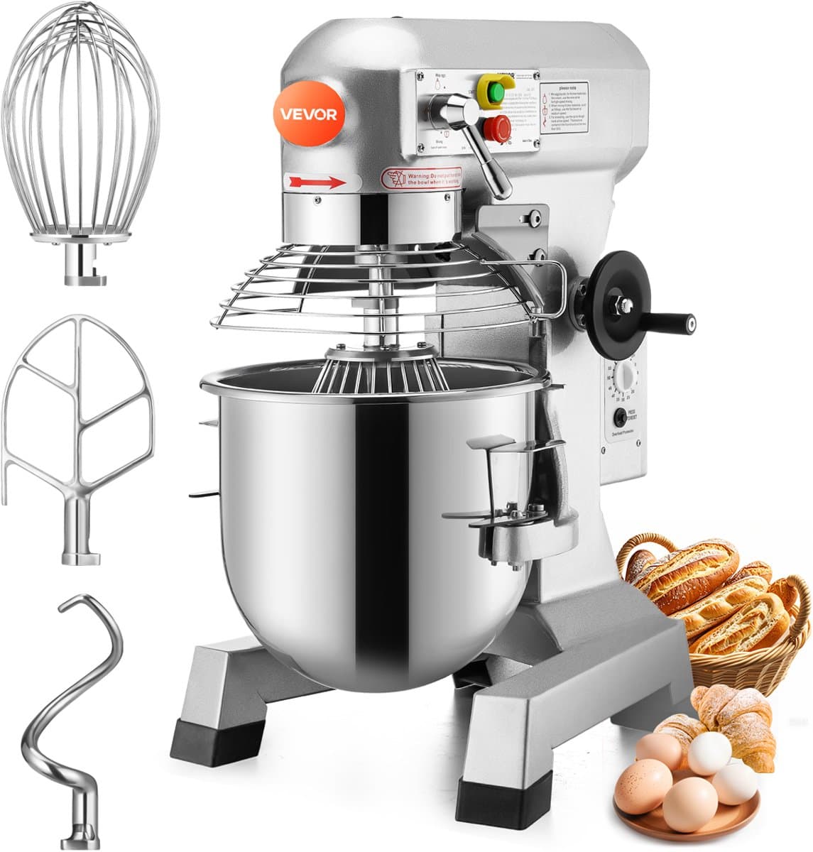 VEVOR Elektrische Voedselmixer, 30 L Voedsel Tribunemixer, 1100 W 220 V Elektrische Deegmixermaker, 3 Snelheden Verstelbare Mixermolen, CommerciëLe Keukenmixer voor Commercieel Gebruik In de Keuken — afbeelding 1