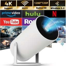 HY300 Pro HD Smart Mini Projector – 720P Native Resolutie met 4K Ondersteuning – Draagbaar met 180° Draaibare Projectie – Draadloze Verbinding — thumbnail 1