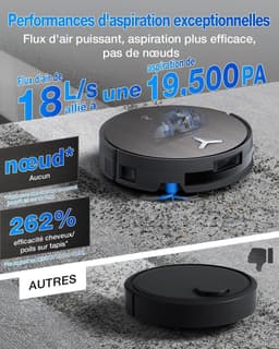 ECOVACS DEEBOT X11 PRO OMNI Robotstofzuiger – 19.500 Pa – PowerBoost snelladen–OZMO roller dweil –ZeroTangle 3.0 anti-haarwikkel –AI vlekdetectie 2.0 – OMNI 2.0 station Zelfreinigend – TruePass 4WD klim– voor harde vloeren en tapijt-Zwart — thumbnail 2