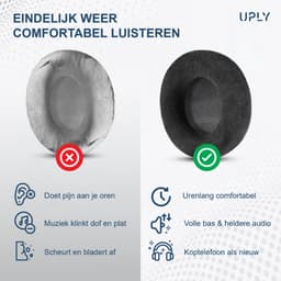 Set Oorkussens voor AKG Koptelefoon - K701 Oorkussen - K701/K702/Q701/Q702/K601/K612 Pro/K712 Pro - Fleece met Schuimvulling - Zwart — thumbnail 2