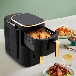Heteluchtfriteuse Dubbel - Airfryer Keuken - Gezond Koken - Twee Manden - 12 Liter Capaciteit - Zwart Goud — thumbnail 3