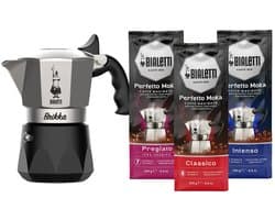 Bialetti New Brikka - 100ml - 2 kops + Bialetti Koffie Proefpakket - 3 x 250 gram