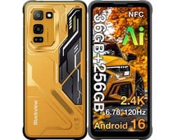 Blackview FORT 5 Robuuste Smartphone - 36GB RAM+256GB ROM - 5000 mAh 33W - 6,78 inch 120Hz - Android 16 - 108MP+50MP AI-Camera - Dual SIM 4G - IP68/IP69K Outdoor Telefoon - Nachtzicht, NFC, GPS,OTG, FM - Geel