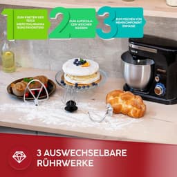 Planetenkeukenmachine met 2 mengkommen - 1600 W - Krachtige Keukenmachine — thumbnail 4